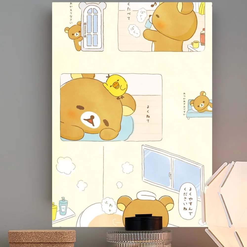 Rilakkumaの漫画のポスタープリント、壁のステッカー、リビングルームの写真、家の装飾