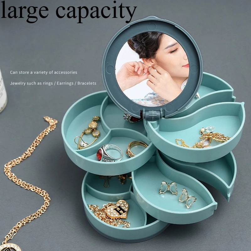 

New Candy Colored Rotating Storage Box Large Capacity Portable Accessory Household Mirror Storage Box