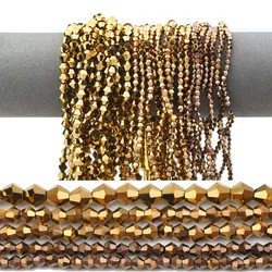 3/4/6/8mm Antique Copper Bicone Austrian Crystals Glass Spacer Loose Beads For Bracelet Necklaces Jewelry Making DIY Accessories