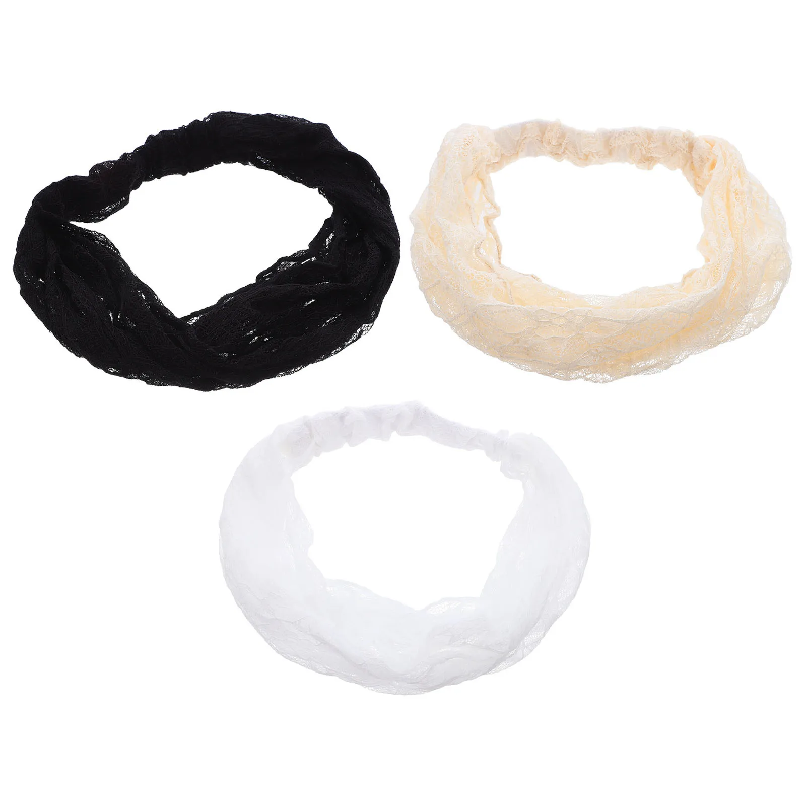 

3Pcs Boho Lace Mesh Headbands Breathable Stretch Elastic Women Hair Accessories Summer Headwrap Boho Headband Lace Headbands
