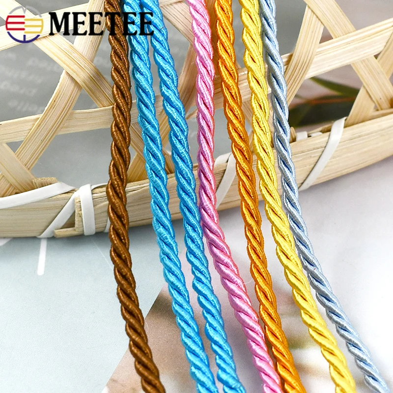 5-10M 3mm Polyester Braided Cord 3 Shares Ropes for Bag Strap Clothes Lace Ribbon Curtain Decor Thread Rope DIY Crafts Materials