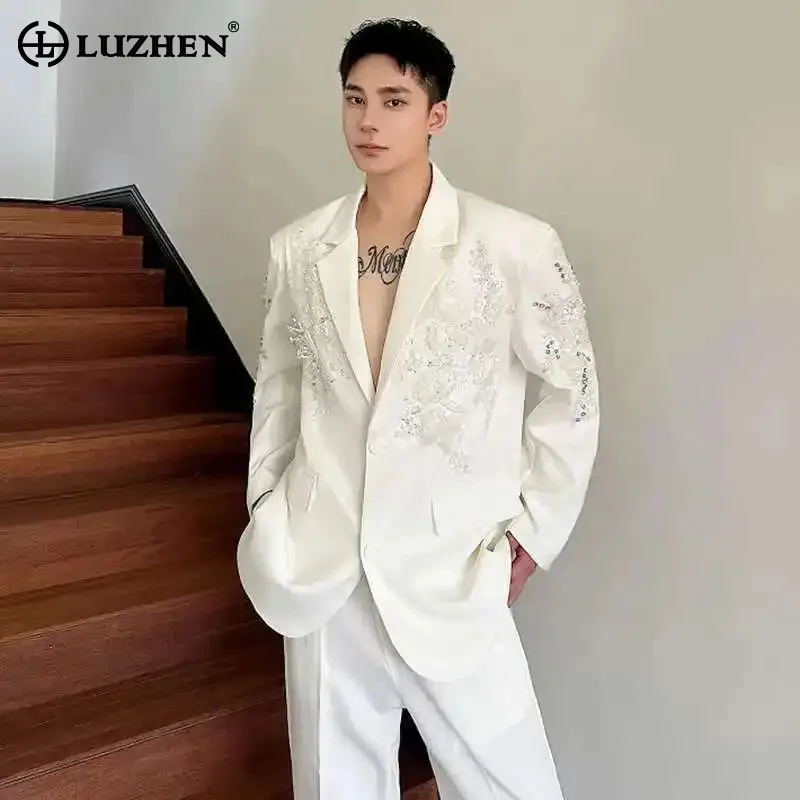 LUZHEN Personalized Luxury Spring Embroidered Jackets Light Design Suit Elegant Trendy Korean Men Clothing Blazers Coats JY9744