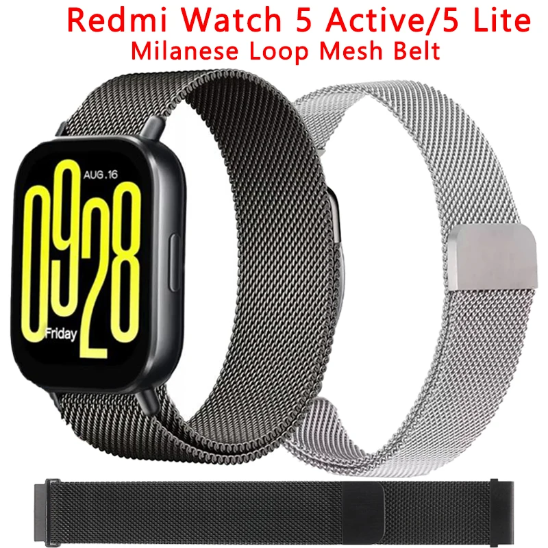 Milanaise-Armband für Xiaomi Redmi Watch 5 3 Active Metal Solo Loop Edelstahl für Xiaomi Watch S4 S1 S2 20 mm 22 mm Armband