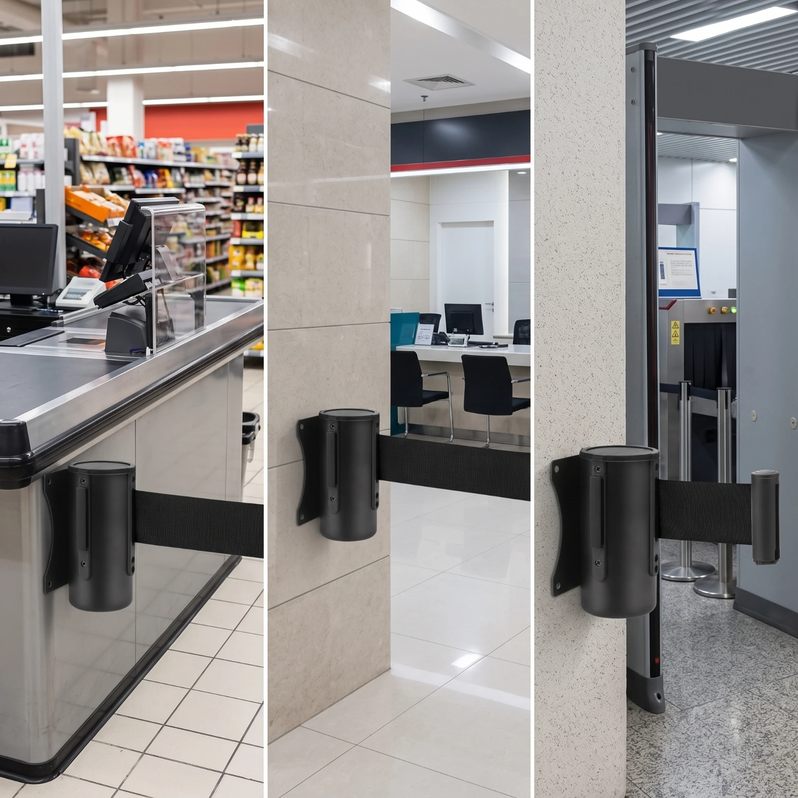 Wall-Mounted Belt Barrier Sturdy Retractable Belt Barrier with Wall Receiver Queue Line Divider Sturdy Flexible for Businesses