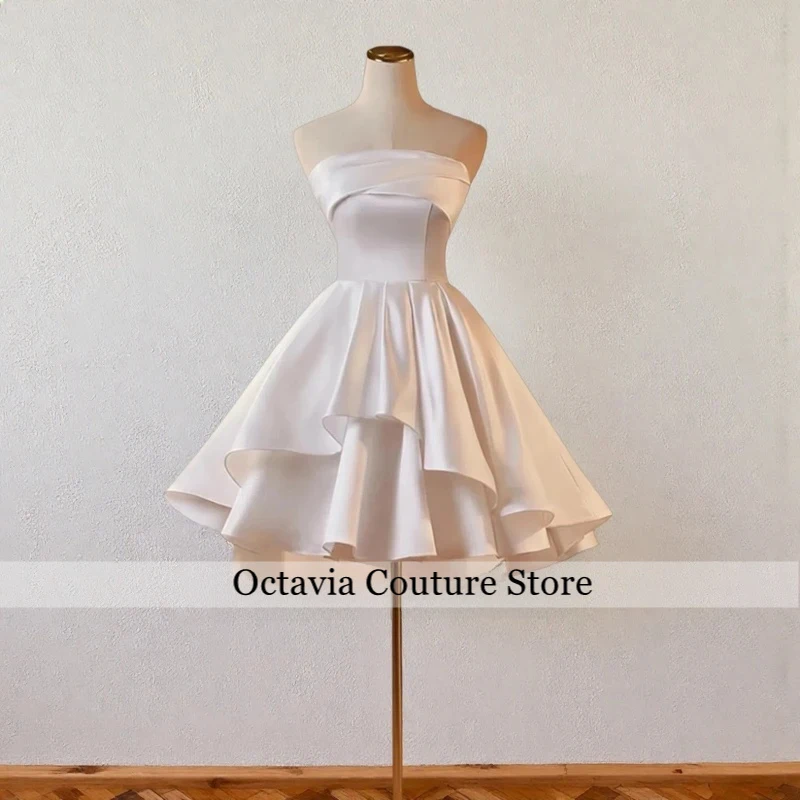 Strapless A Line Pleated Graduation Dress Short Homecoming Dresses For Teen Customized Sweet 15 16 Mini Evening Prom Party Gowns