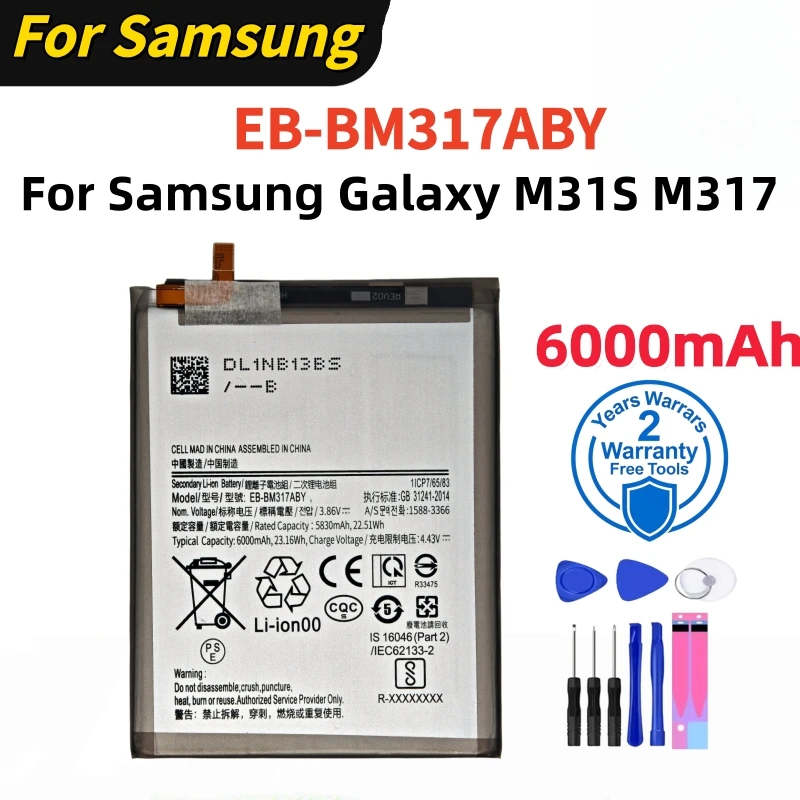 100% New Original High Quality Lithium Battery EB-BM317ABY 6000mAh For Samsung Galaxy M31S M317 Replace the Phone Battery