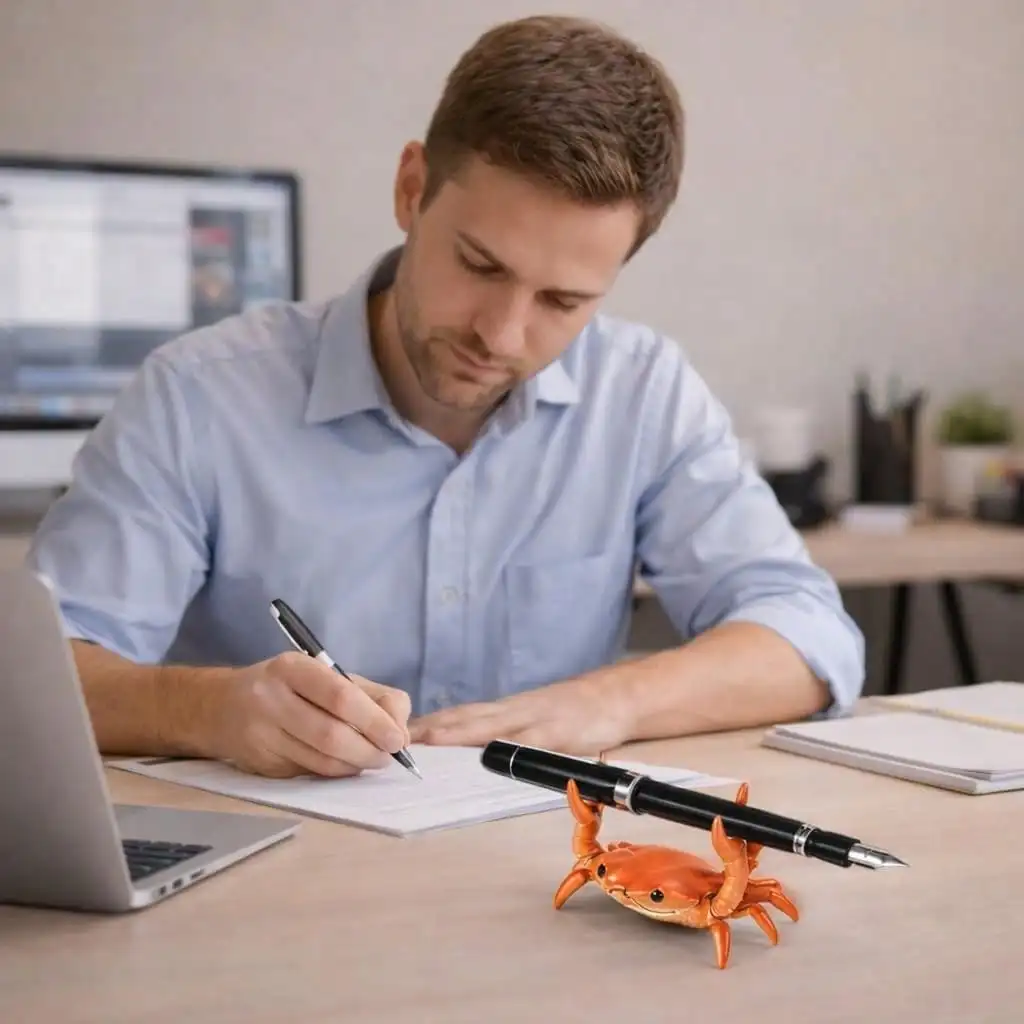 Office Table Accessories Unique - 1Pcs Crab Pen Holder for Desk,Resin