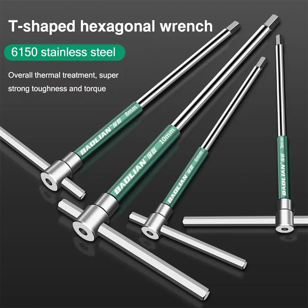 High Quality Chrome Torx Screwdriver Hand Repair Tool 2.5/3/4/5/6/8/10mm Allen Hex Wrench Extended T-Shaped Spanner Home