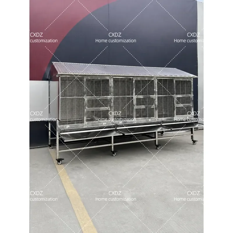 Large Outdoor Stainless Steel Chicken Cage Windproof Rainproof Poultry Coop House Shed for Backyard Farming