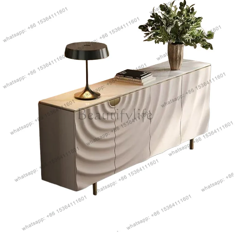 

Modern light luxury dining side cabinet household restaurant Italian villa small apartment microcrystalline stone storage