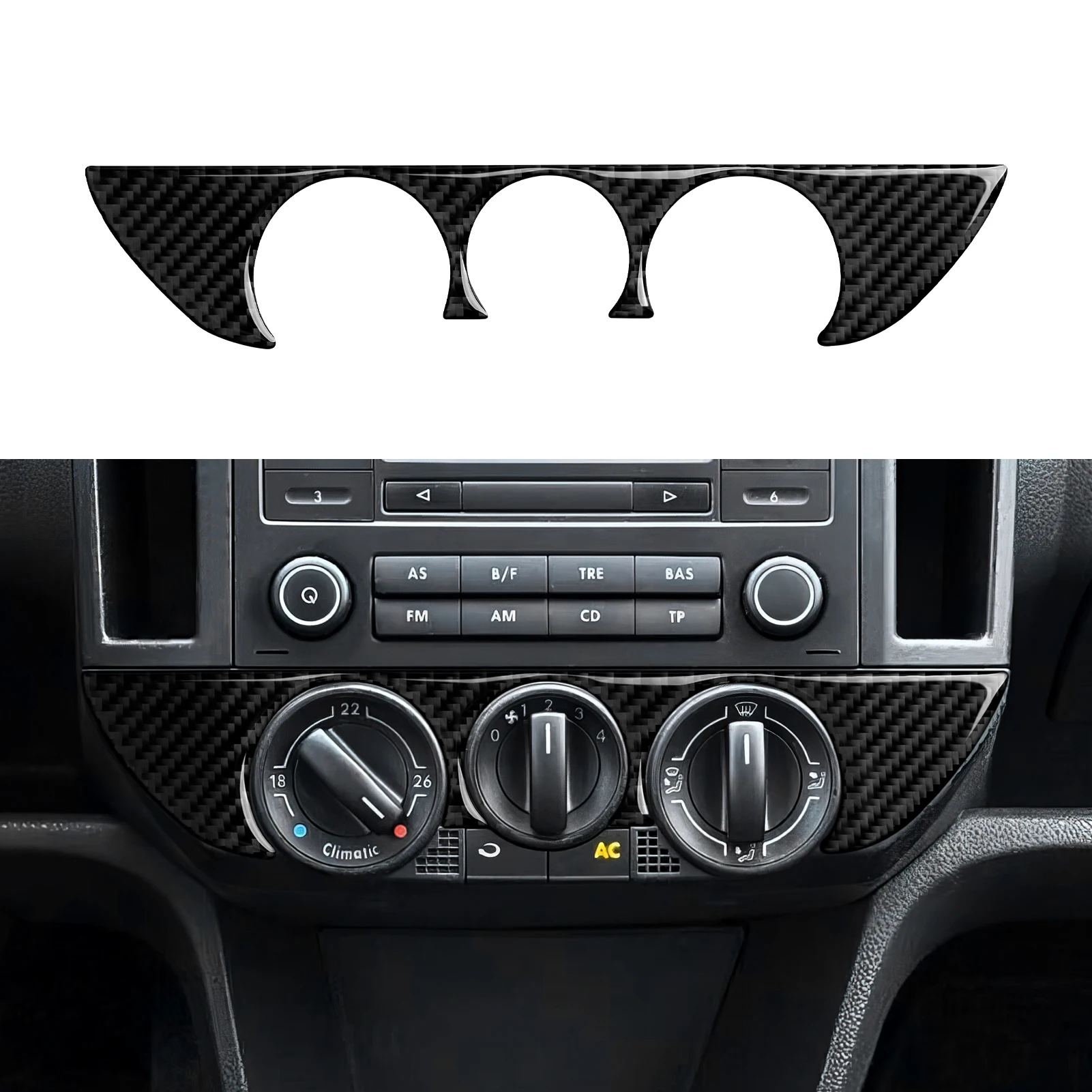 Auto-Mittelkonsole Klimaanlagen-Bedienfeld. Carbonfaser-Innenaufkleber. Für Volkswagen Polo IV 9N/9N3 (2002-2008) Zubehör