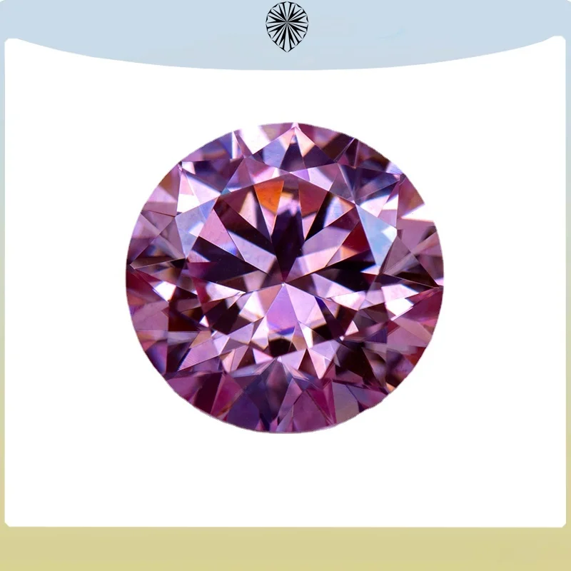 

Moissanite Stone Sakura Pink Colour Round Cut Lab Created Synthetic Gemstone Passed Diamond Tester Comes GRA Certificate