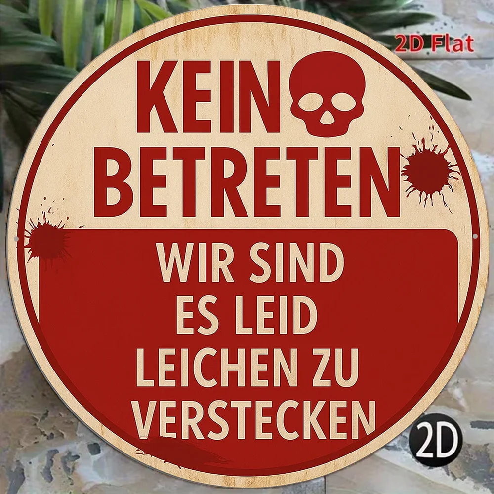 2D Flat - A 2D Flat Round Sign Measuring 8*8 Inches/20X20 Cm, Featuring a Vintage Decoration Plaque with The Message 'No Entry'