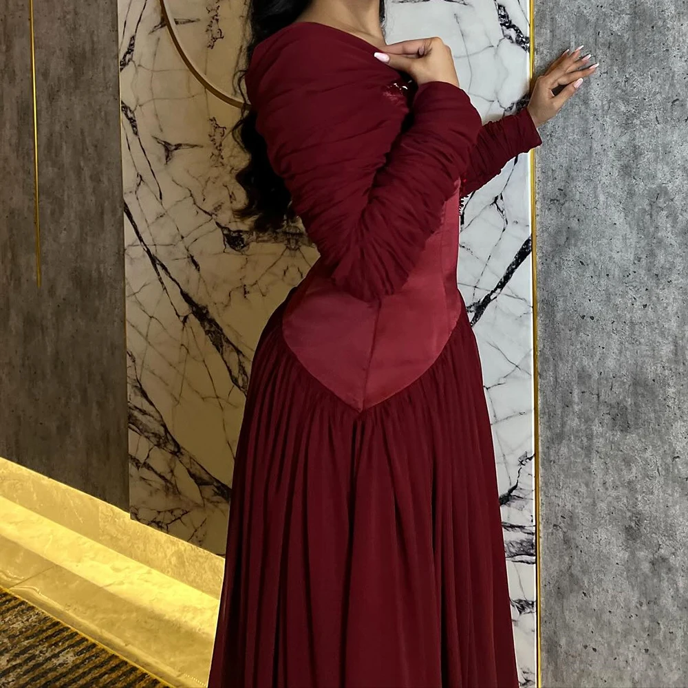 فساتين سهرة مخصصة على شكل حرف A بطول الأرض ورقبة على شكل حرف V وأكمام طويلة فستان حفلات كريستالي بسيط ثنيات كاجوال للحفلات #3