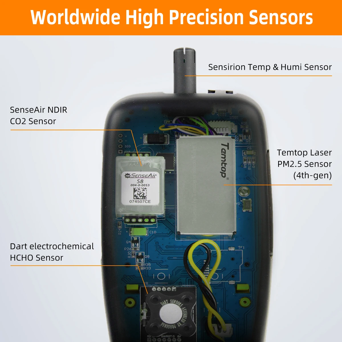 Temtop-Medidor de CO2 M2000 de 2ª generación, Monitor de calidad del aire, Analizador de aire PM2.5, PM10, HCHO, temperatura, humedad, exportación de datos