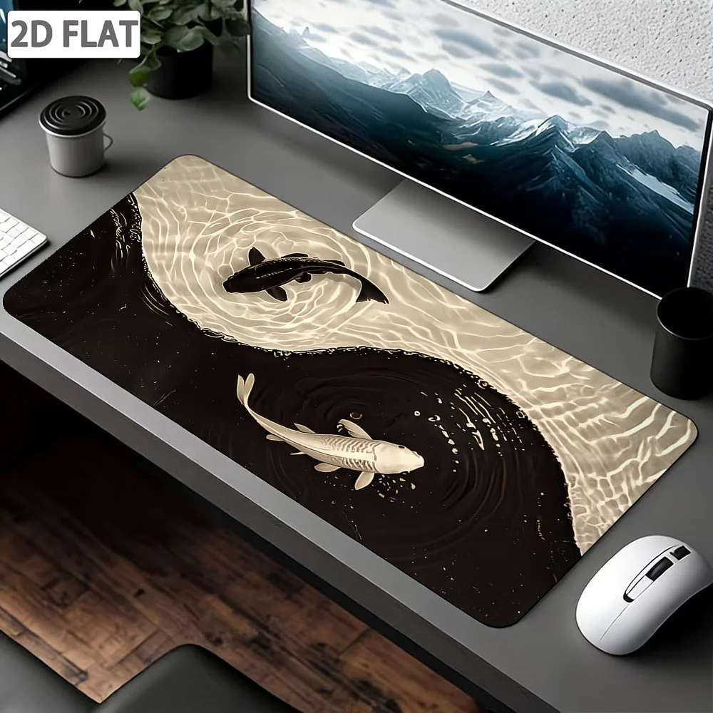 Durable Gaming Mouse Pad; Chinese Style Yin-Yang Taiji Koi Print Mouse Pad; Office and Home Desktop Mat; Smooth Gaming Mouse Pad