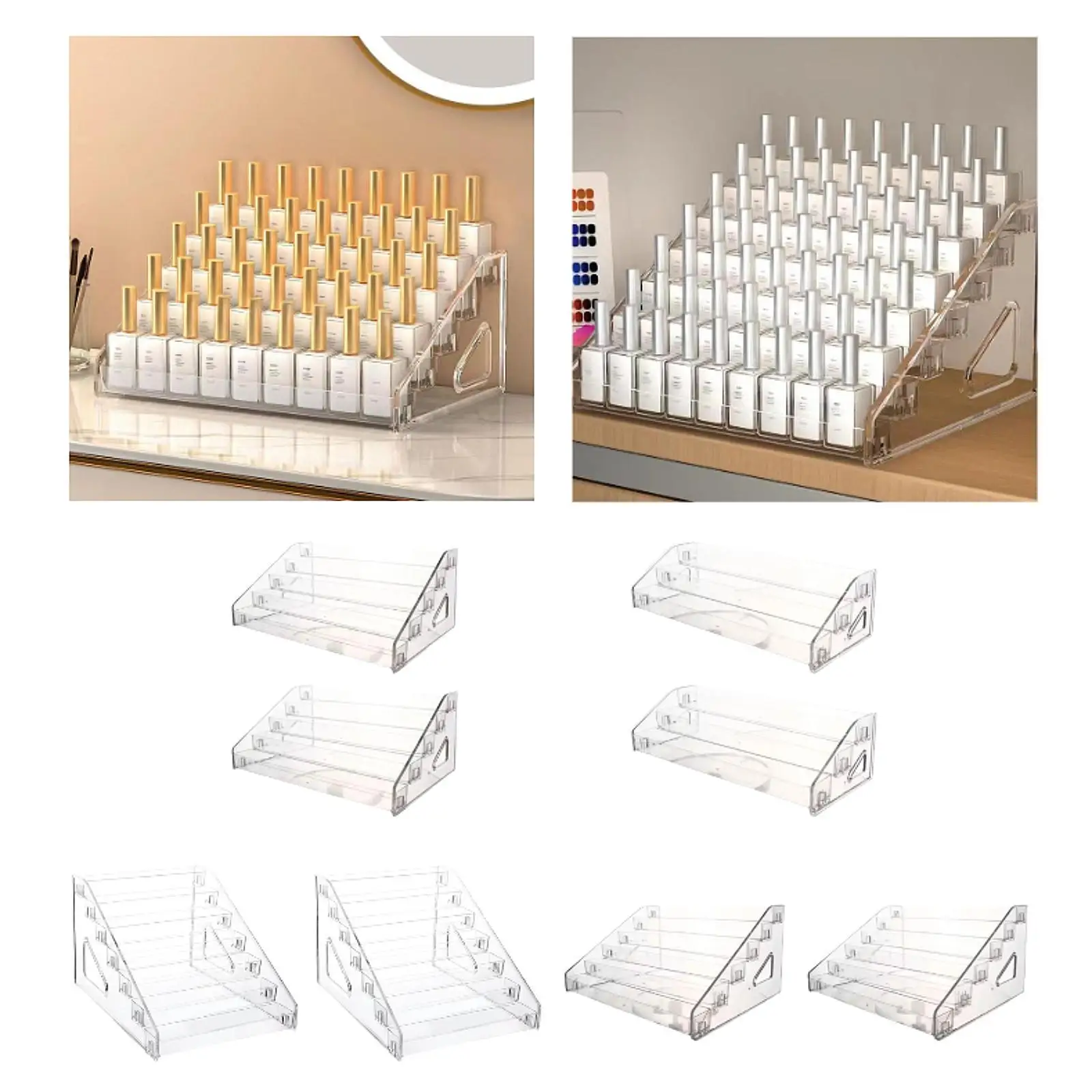2x Nail Polish Rack Lipgloss Countertop Lips Gloss Stand Cosmetic Storage Store Clear Acrylic Lipstick Holder Perfume Organizer