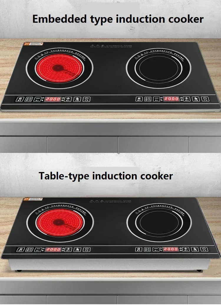 موقد كهربائي محمول مزدوج 2000 وات + 2000 وات طباخ التعريفي شعلة مزدوجة لوح تسخين موقد