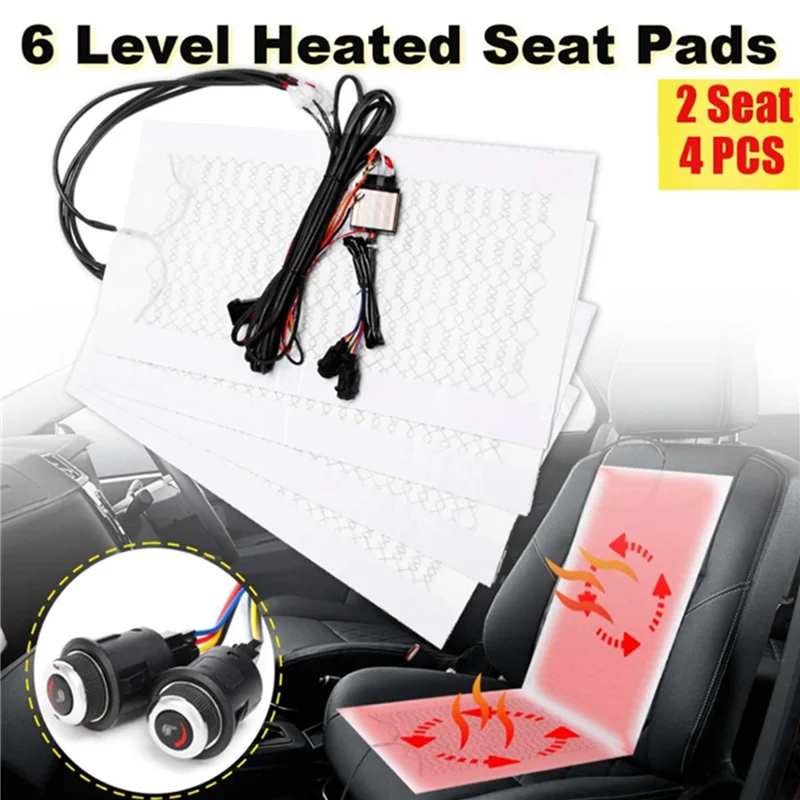 12V Universal 6 Level Round Switch 12V Carbon Fiber Car Heated Heating Heater Seat Pads Winter Warmer Seat Covers