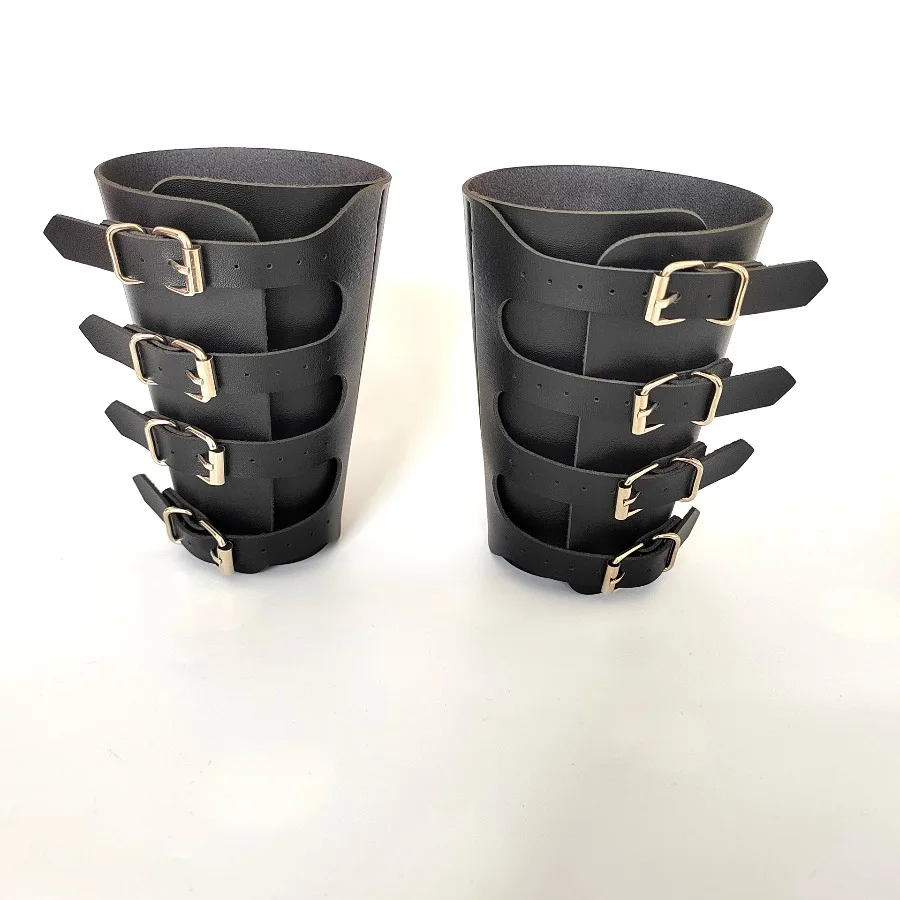 Unisex Pu Leather Gauntlet Wide Bracer Arm Armor Wristband Protector Cuff String Steampunk Bangle Buckle Bracers Cosplay Props