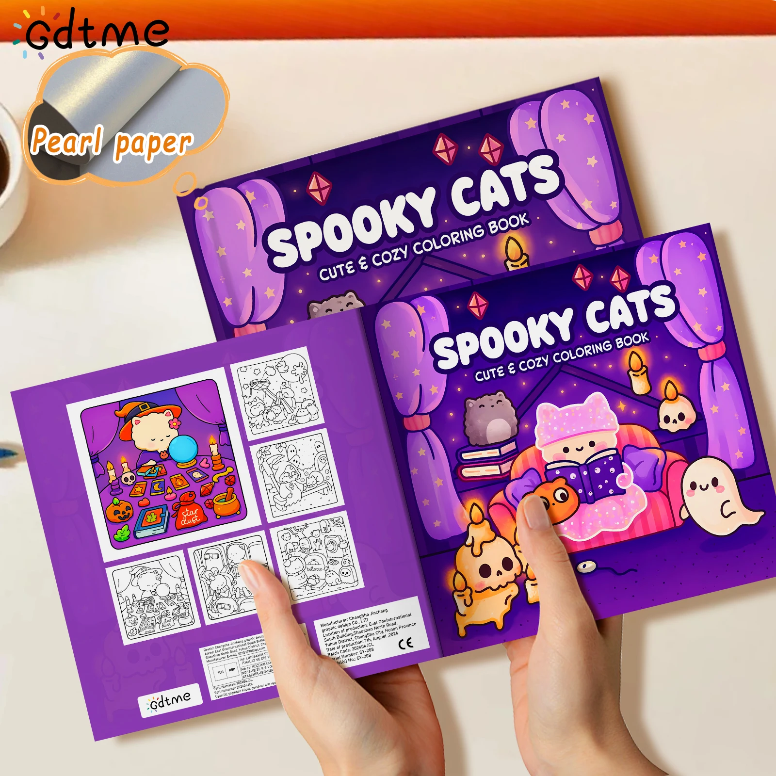 SPOOKY CATS Malbuch für Erwachsene mit einfachen Cartoon-Mustern zur Entspannung, DIY-Mal- und Zeichenbücher – Detail 3