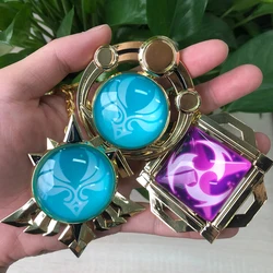 Deluxe Impact Metal KeyChain Cosplay Eyes Of God Snezhnaya Anime Accessories Bag Pendant Key Chains High Quality