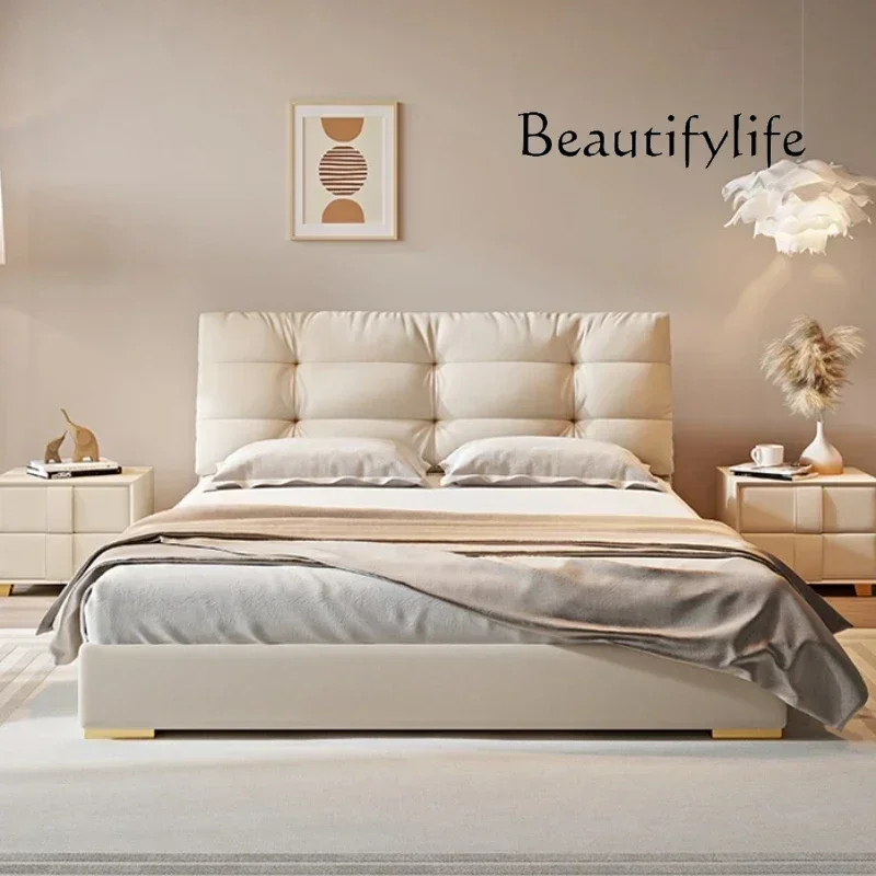 Y W Princess Modern House Double Bed Frame Simple Storage White Loft Bed Queen Size Camas De Dormitorio Bedroom Set Furniture