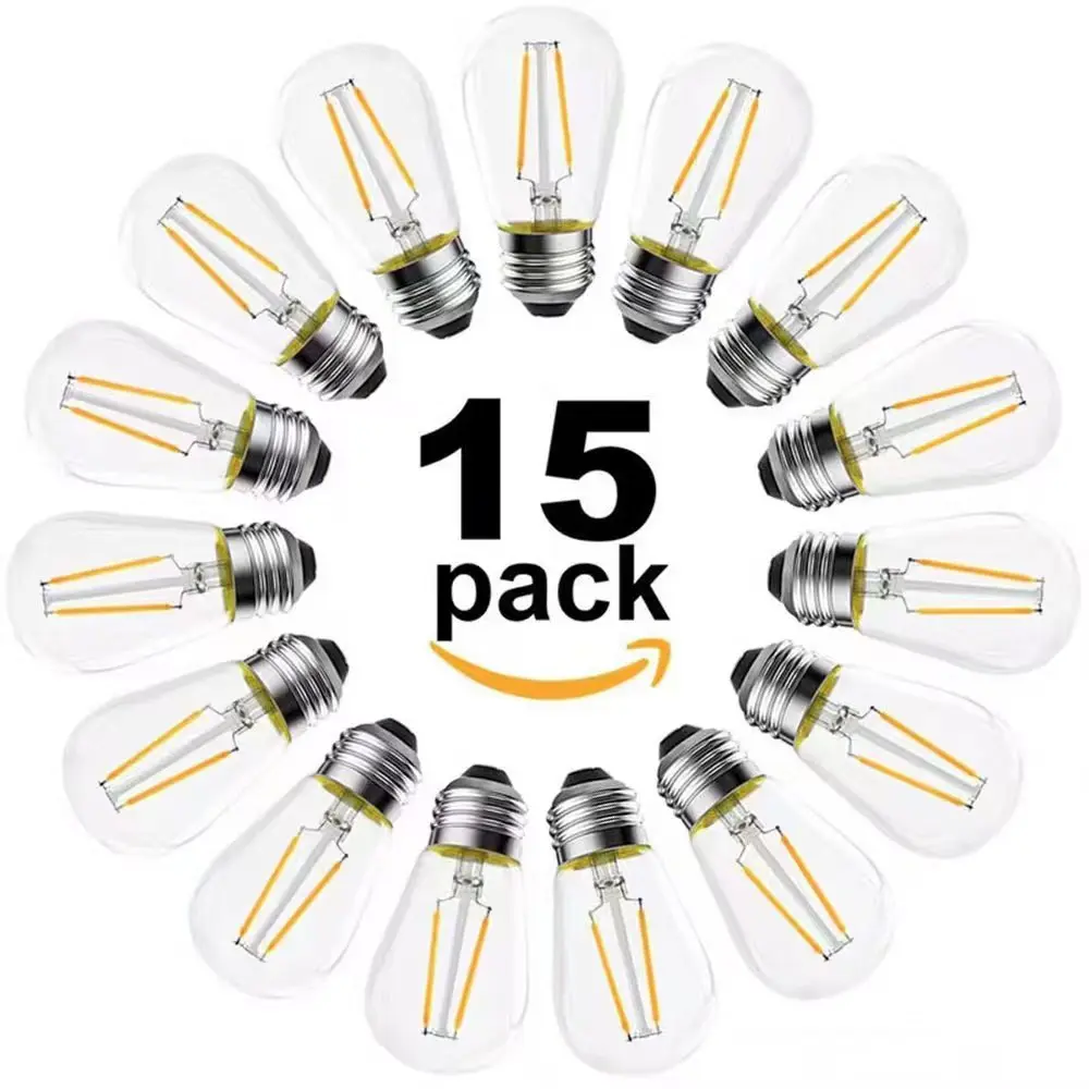 LED S14 Replacement Light Bulbs  E27 Shatterproof Retro Edison Bulbs  220V for Waterproof IP65 Outdoor String Lights