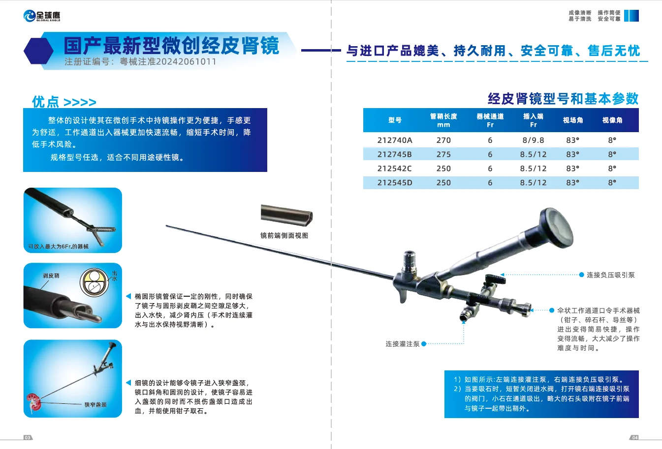 8/9.8Fr  6/7.5Fr  430mm  Endoscope