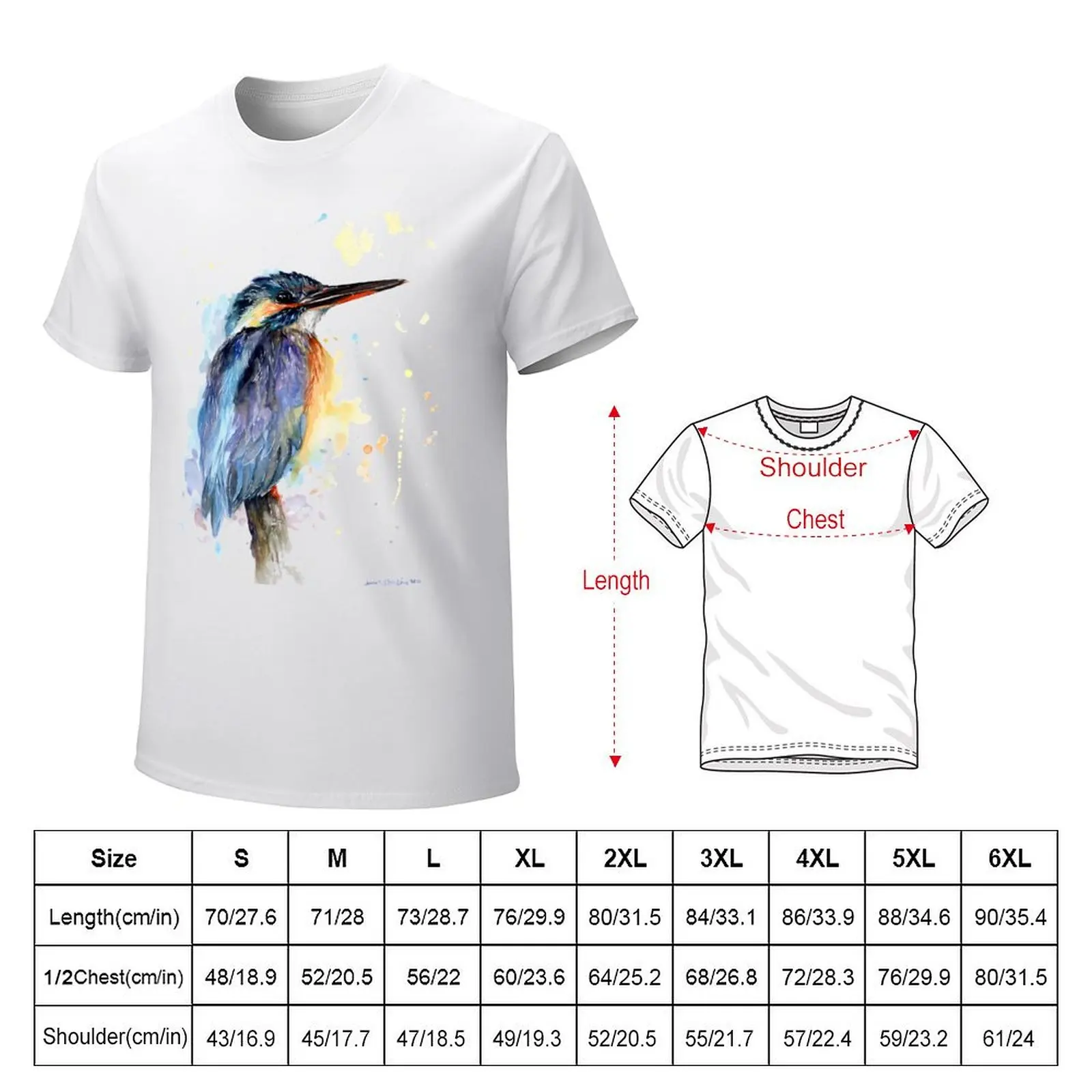 Watercolour Kingfisher T-shirt funnys vintage clothes mens funny t shirts