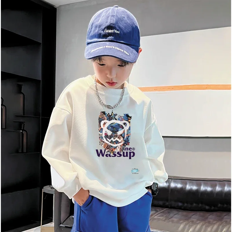 

Boys' Sweater Spring and Autumn Style New Mid sized Children's Autumn Top Boys' Autumn Bottom Shirt Fashionable and Fashionable