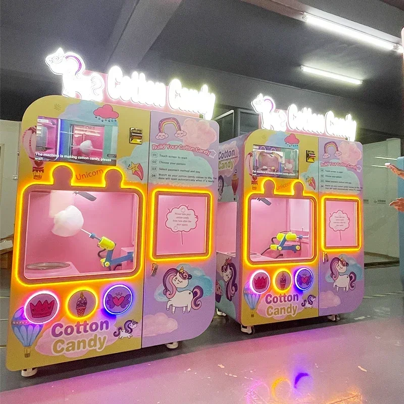 Customized  Digital  Cotton Candy Floss Machine  Fully Automatically Commercial Cotton Candy Vending Machine