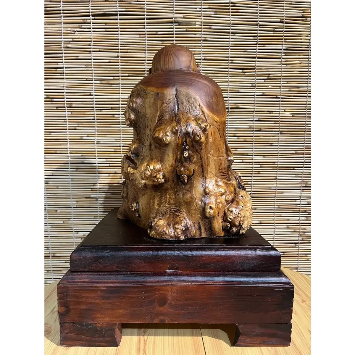 Populus euphratica wood carving Maitreya Buddha ornament home living room entrance store offering collection