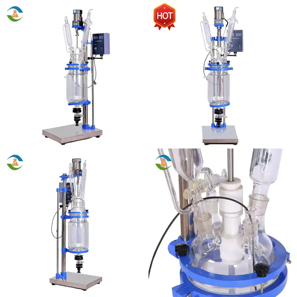 

2l 5l 10l 20l 50l 100l 200l Chemical Lab Jacketed Double Single Layer Glass Reactor Reaction Kettle