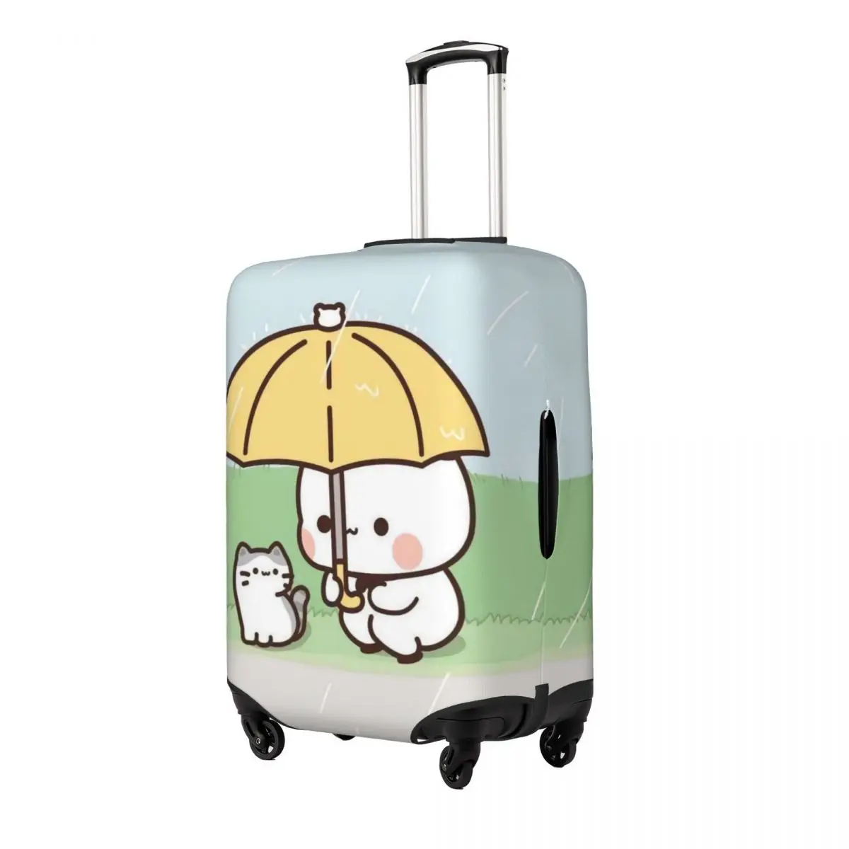 Bubu & Dudu In The Rain Suitcase Cover Strectch Travel Protector Luggage Accesories Holiday