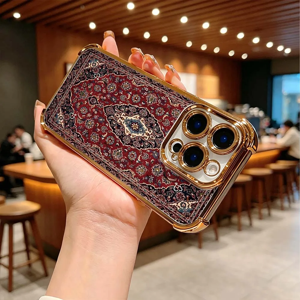 Red Persian Rug Pattern Phone Case For iPhone 17 16 15 14 Pro Max 12 11 13 17 Air Plus 16e Anti Drop Soft Cover