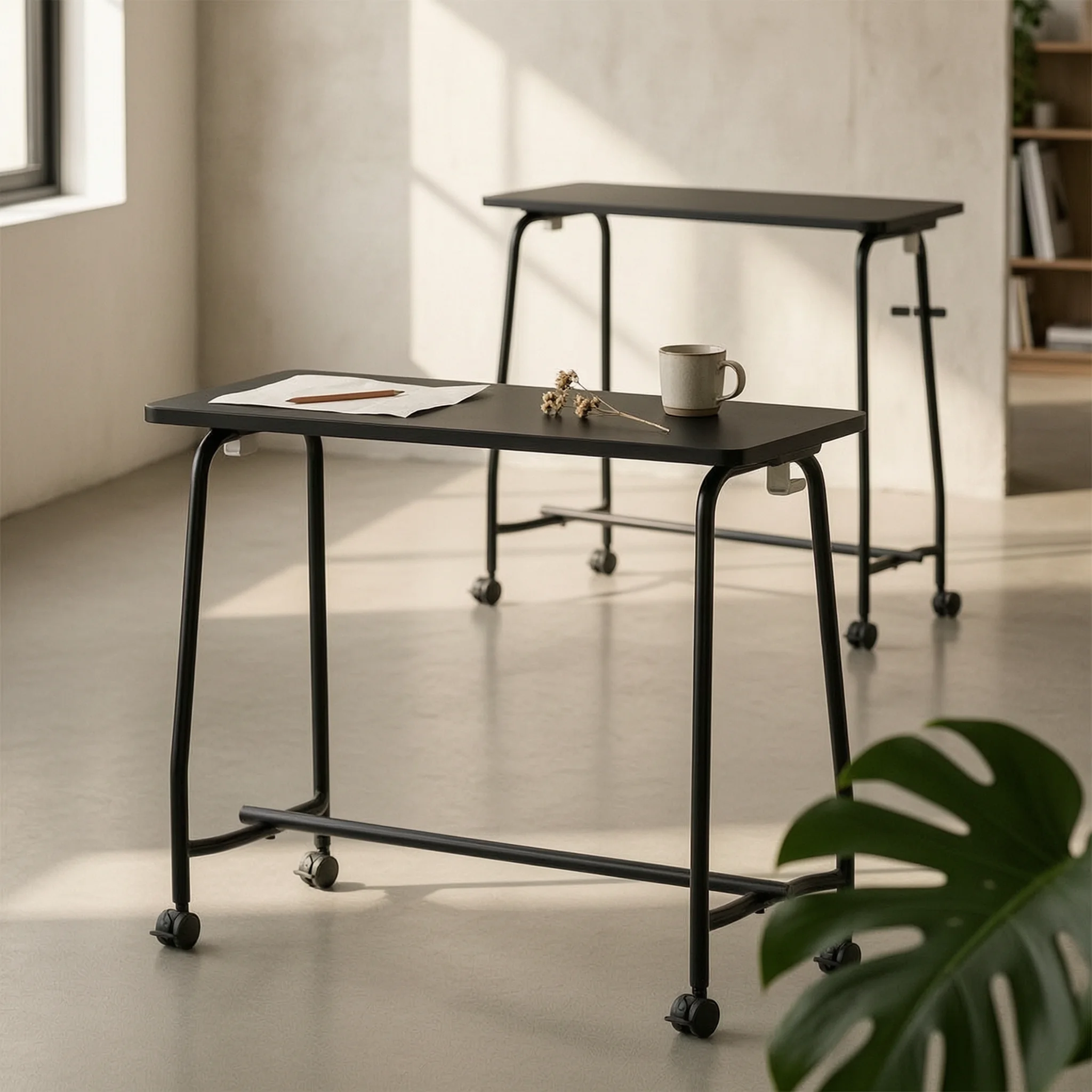 

Mobile Training Desk Modular Rectangular Training Desk Mobile Conference Table Flat Tabletop Office Furniture for Classroom