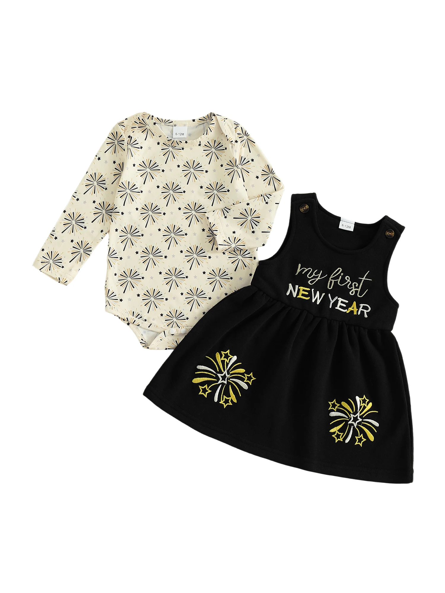 

Toddler Girls 3 Piece Outfit Christmas Snowflake Print Long Sleeve Crew Neck Top Letter Embroidery Sleeveless Dress Set with