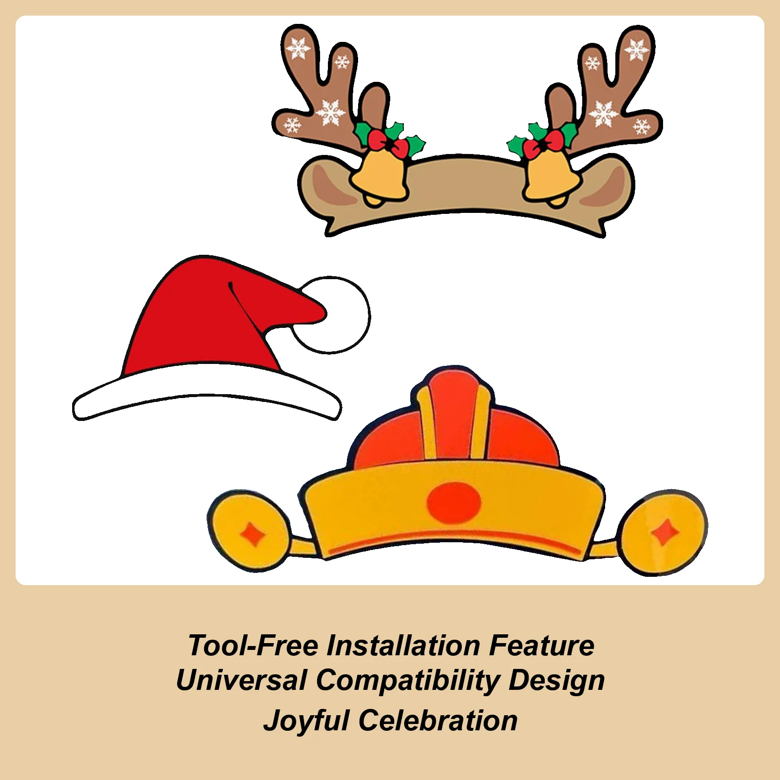 For Tesla Model 3/y Christmas Car Emblem Sticker Waterproof Self-Adhesive Santa Hat Decal Car Logo Decoration Sticker