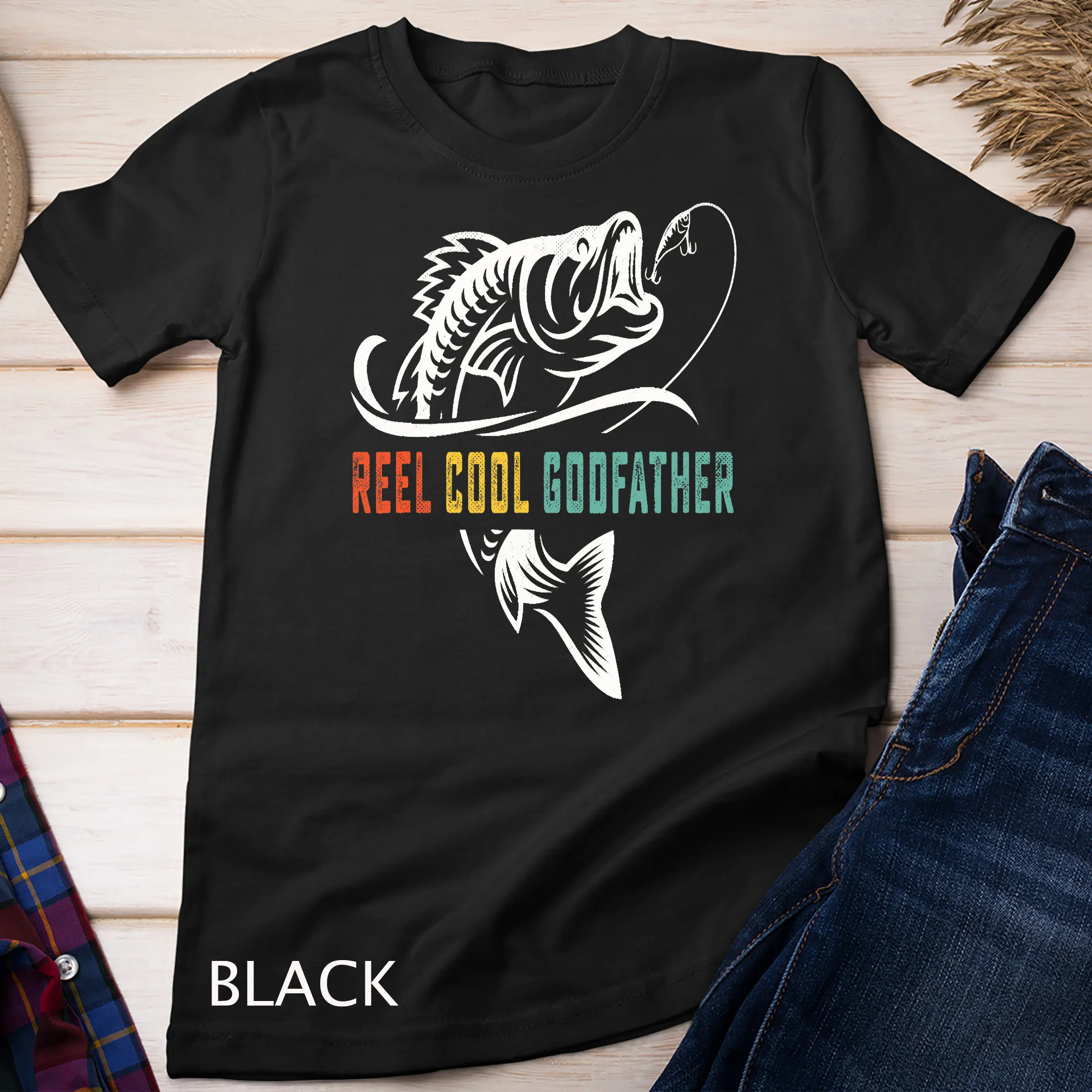 Reel Cool Godfather T Shirt Fathers Day For Fishing Dad Sweat