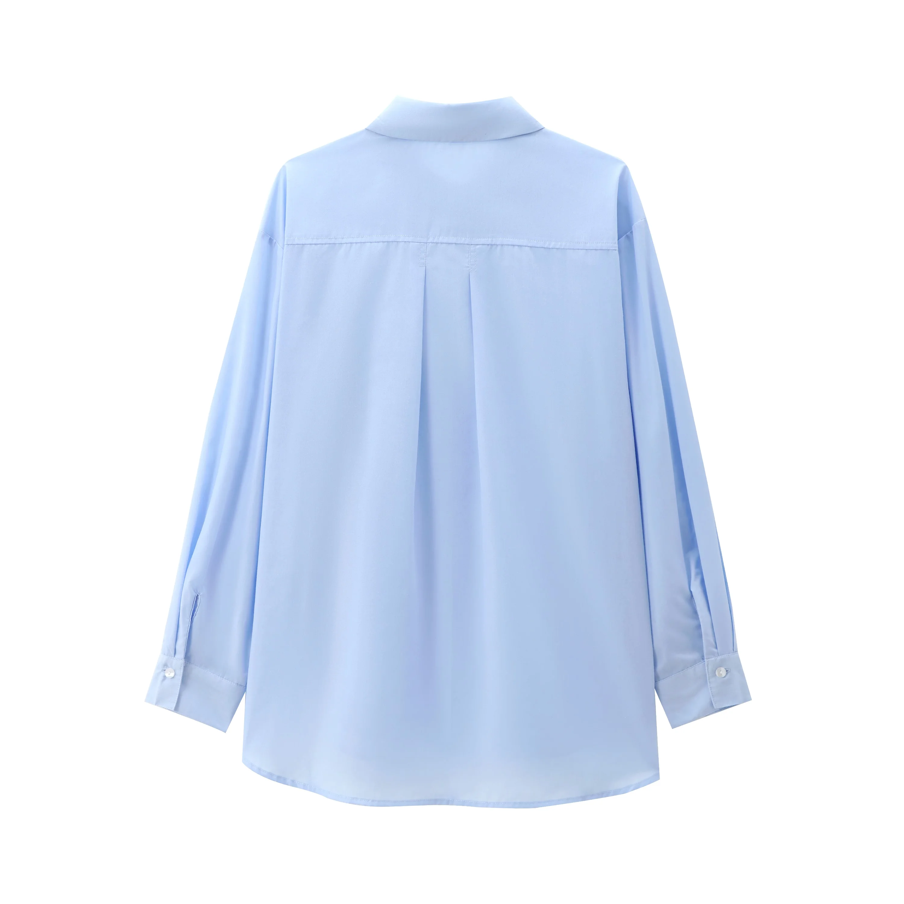 Tangada 2024 Women Blue Oversized Shirt Long Sleeve Female Cotton Blouse Tops PS078