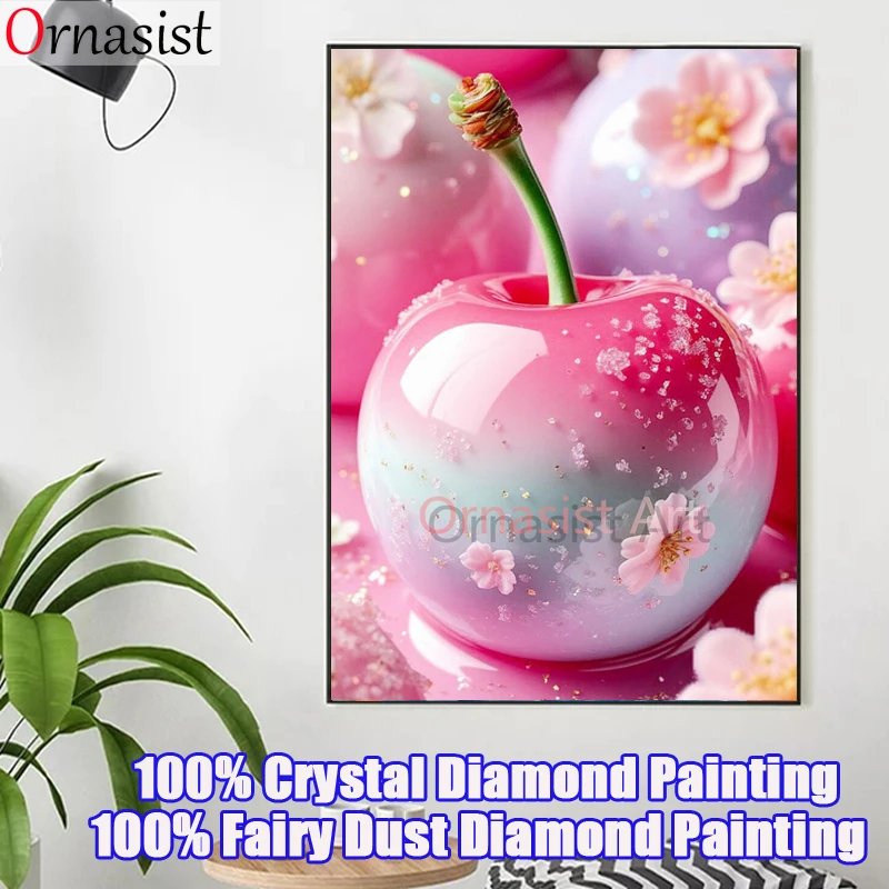 100% Fairy Dust Diamond Painting Apple Rhinestones Pictures Cross Stitch Embroidery Full Crystal Mosaic Landscape Decor For Home