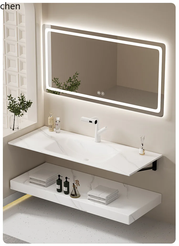 HT Rock Board Heat-Bending Integrated Wash Basin Countertop Seamless Wash Basin Wash Basin Home Improvement Bathroom Countertop