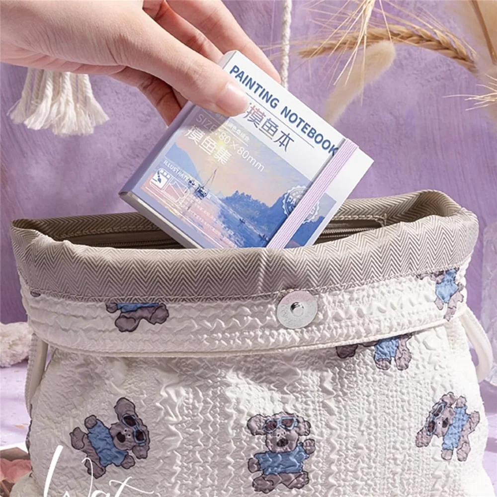 Portable Mini Watercolor Sketchbook with Paint Tray - 50 Sheets, Medium Thick Paper, Ideal for On-the-Go (Paint Not Included)