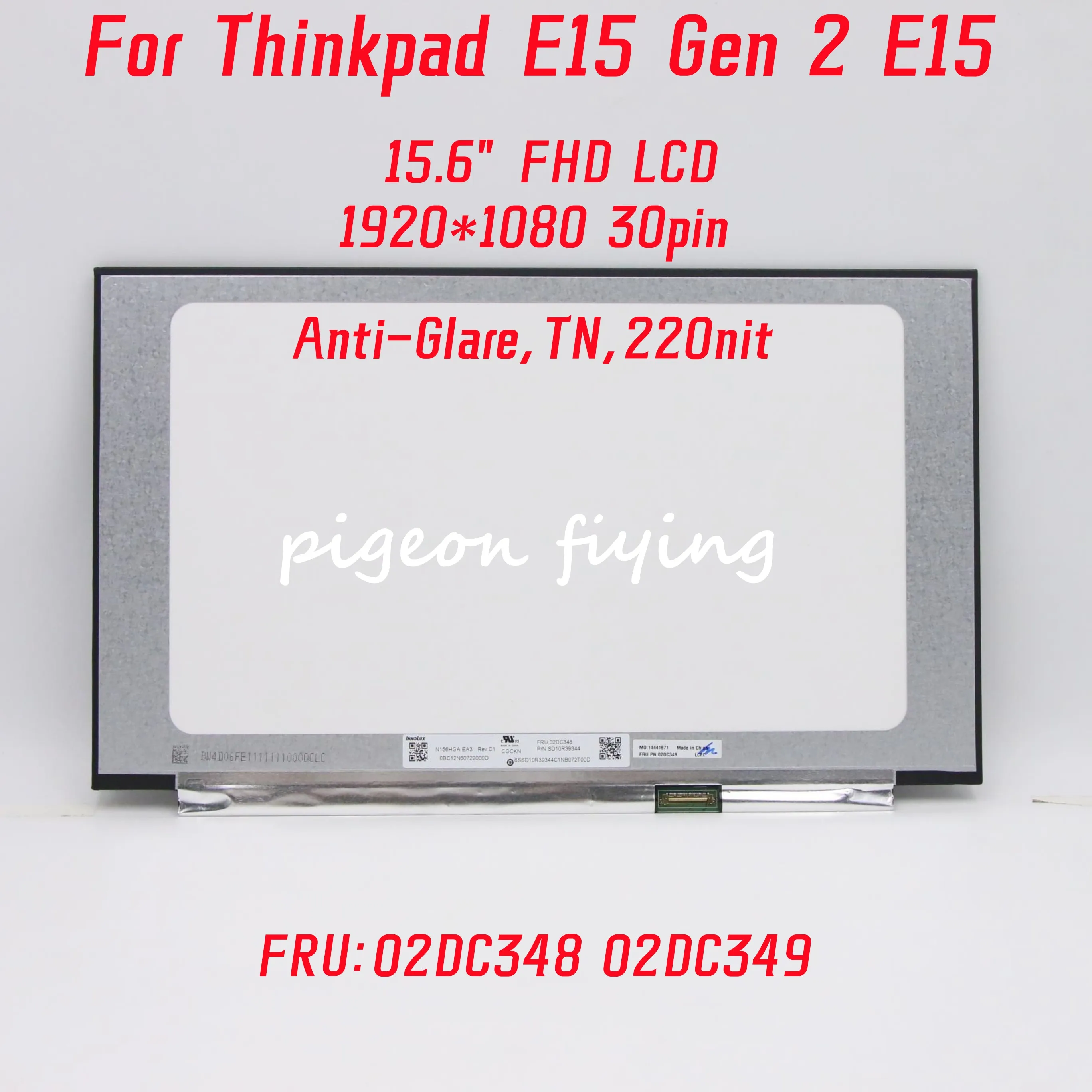 

For Lenovo Thinkpad E15 Gen 2 E15 laptop TN Screen 1920*1080 UHD IPS 15.6" FHD LCD NT156FHM-N61 FRU:02DC348 02DC349 02DC347