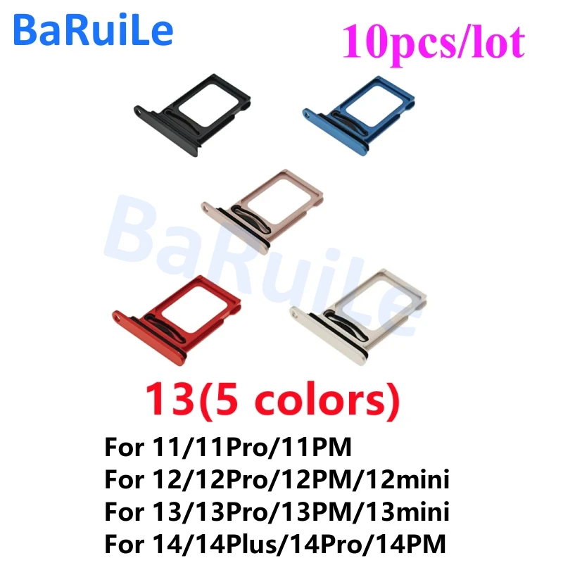 BaRuiLe 10pcs Single / Dual SIM Card Tray for iphone 11 11pro 11pro max 12 13 Pro Max 14 Plus SIM Card Holder