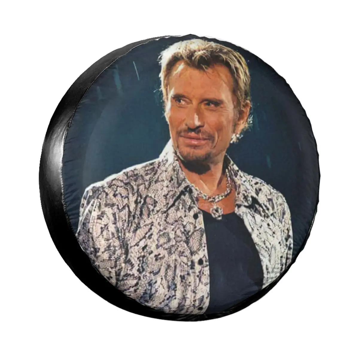 Johnny Hallyday Spare Tire Cover Weatherproof Dust-Proof French Pop Singer Wheel Covers for Jeep Pajero 14