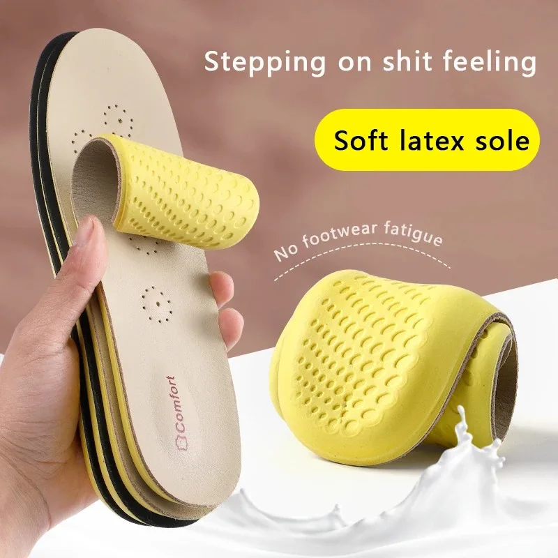 

Latex leather insoles ventilate Absorbing sweat and preventing odor insoles men and women Elastic sports damping insole