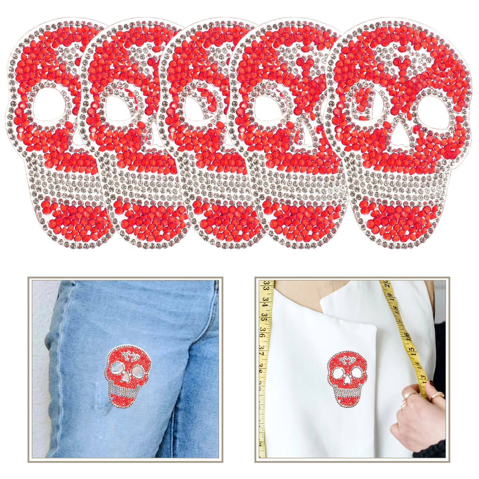 

5Pcs Skull Embroidered Back Patches Multi-Function Sewing Repair Decorative Patches for Clothes Bags Backpacks