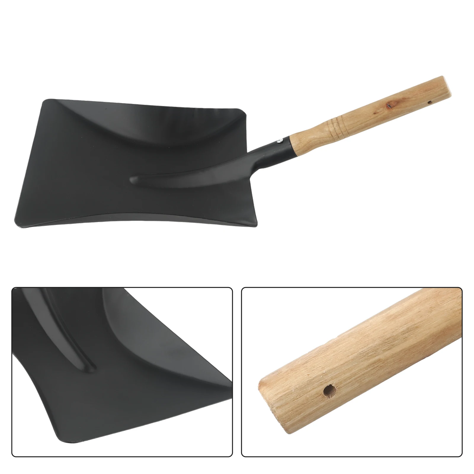 

1PCS Chimney Shovel Black 38*9.5cm Wooden Handle Iron Shovel Steel Dustpan Ash Shovels For Cleaning Fireplace Tool Home Parts